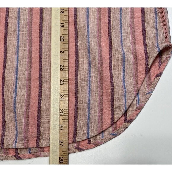 Maeve Anthropologie Shirt Lida Pink Striped & Crochet Top Linen Cotton Medium - Picture 7 of 9